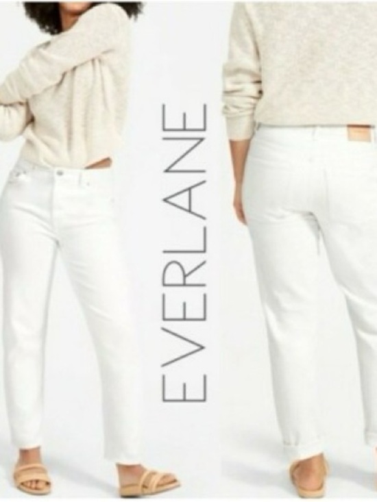 Everlane Denim - Everlane Women’s White High-Rise Straight Ankle 100% Cotton Jeans